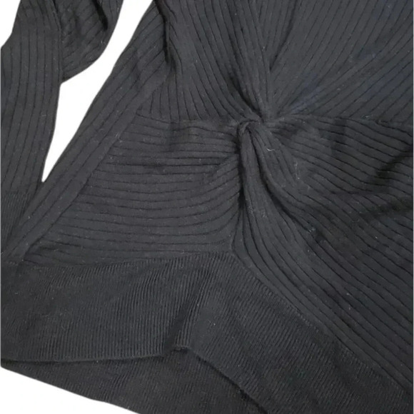 Something Navy Black Ribbed Knotted Oversized Sweater XS - Picture 3 of 4